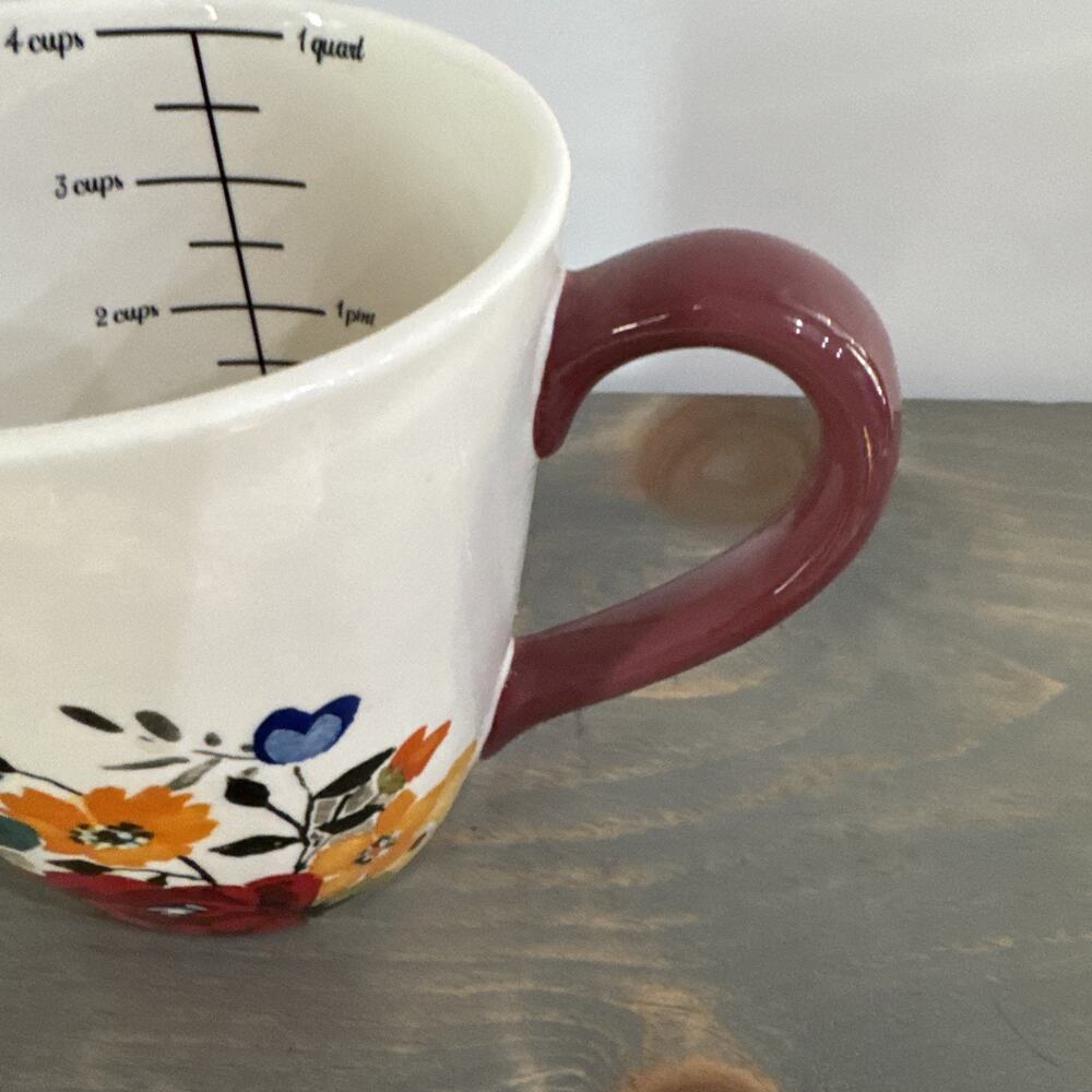 Pioneer Woman Floral 4 Cup 1 Quart Stoneware Love Beyond Measuring Cup Pitcher - Picture 10 of 11